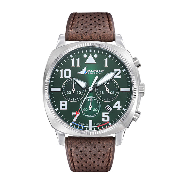 Montre Rafale Solo Display COACH Chrono Vert Cuir Marron 666026