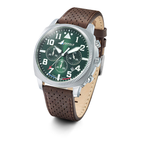 Montre Rafale Solo Display COACH Chrono Vert Cuir Marron 666026