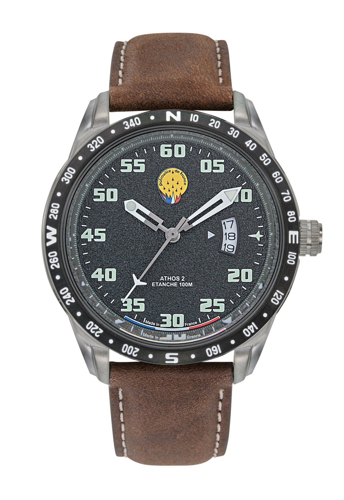 Montre Cadran Noir Cuir Marron A2-100ID-668125