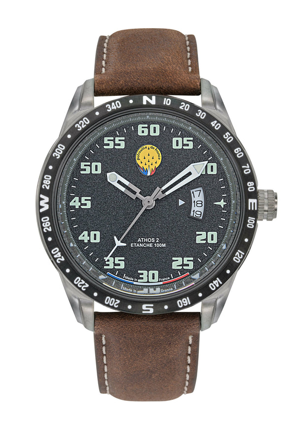 Montre Cadran Noir Cuir Marron A2-100ID-668125