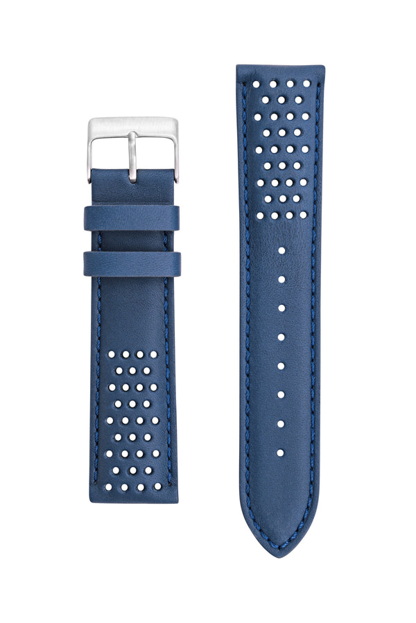 Bracelet Cuir Bleu Perforé 22mm