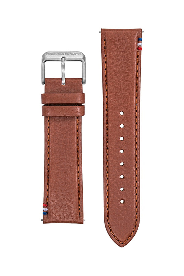 Bracelet Cuir Marron Surpiqué Tricolore 22mm