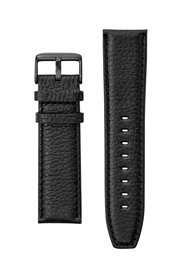 Bracelet Cuir Noir Grainé 24mm