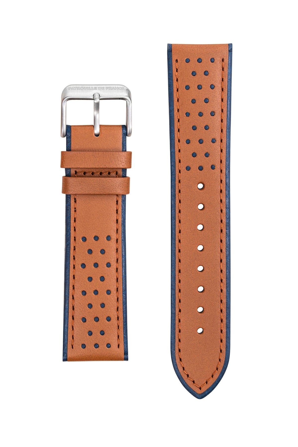 Bracelet Cuir Marron et Bleu 22mm
