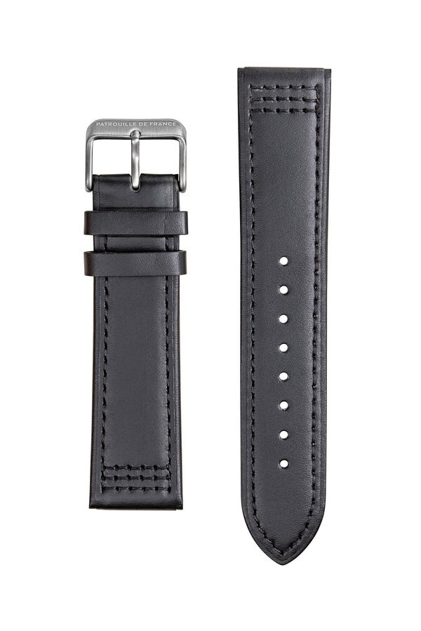 Bracelet Cuir Noir Surpiqué Noir 22mm