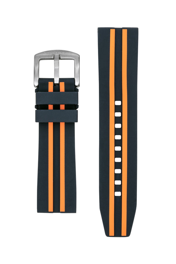 Bracelet Silicone Noir et Orange 22mm