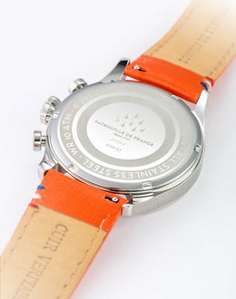 Montre Chronographe Cadran Bleu Cuir Orange A7-100EG-668137