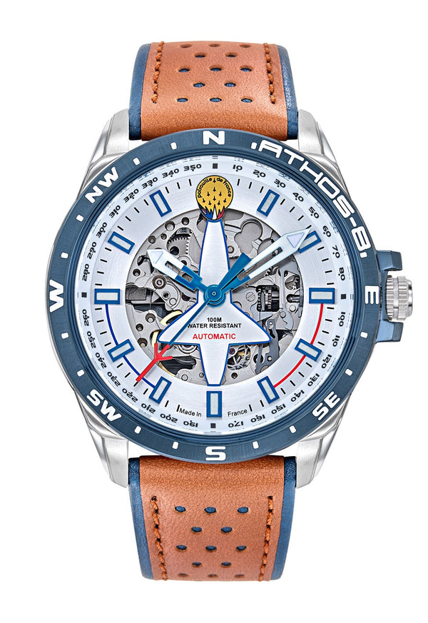 Montre Automatique Cadran Gris Métal Cuir marron A8-100ED-668130