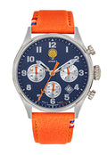 Montre Chronographe Cadran Bleu Cuir Orange A7-100EG-668137