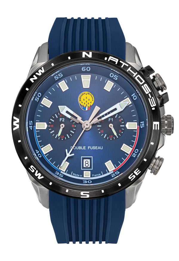 Montre Double Fuseau Cadran Bleu Bracelet Bleu A3-100IG-668113