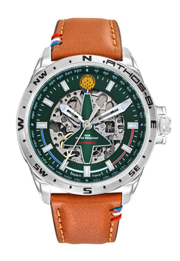 Montre Automatique Cadran Vert Cuir Marron A8-100ED-668143