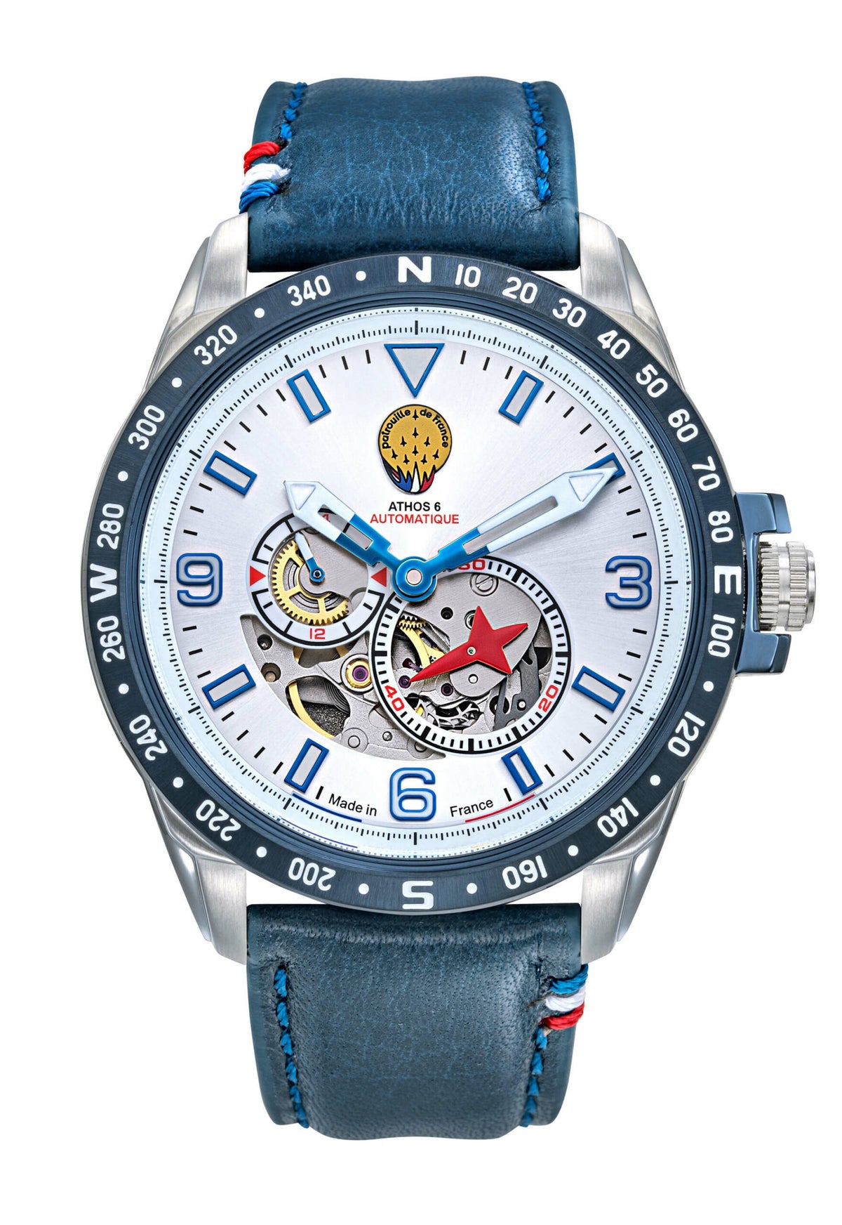 Montre Homme Automatique Cadran Gris Cuir Bleu A6-100SCS-668153