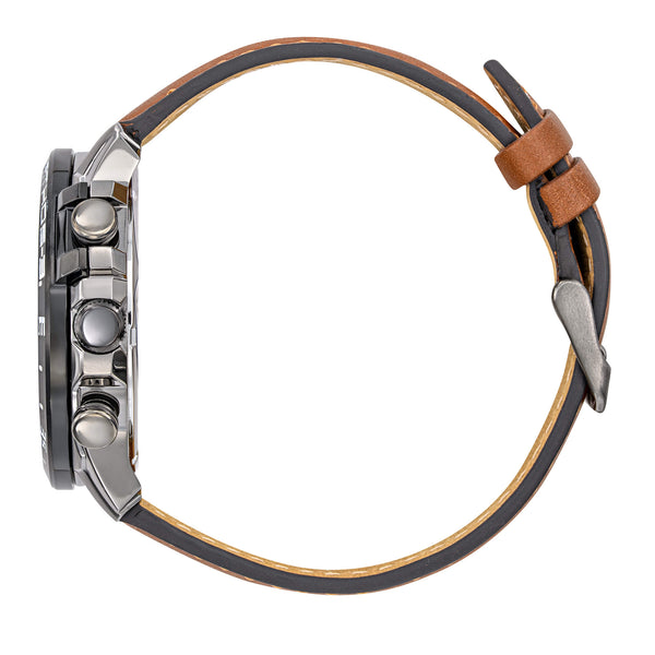 Montre Double Fuseau Cadran Vert Bracelet Marron A3-100IG-668158