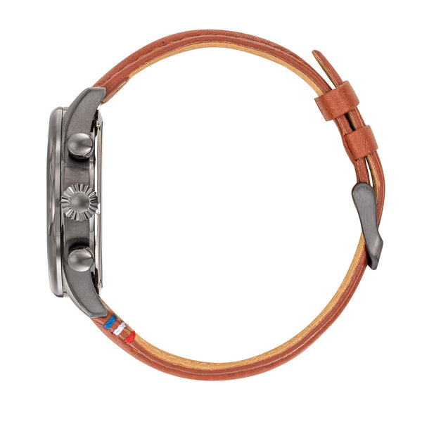Montre Chronographe Cadran Noir Bracelet Marron A7-100EG-668138