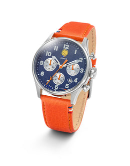Montre Chronographe Cadran Bleu Cuir Orange A7-100EG-668137